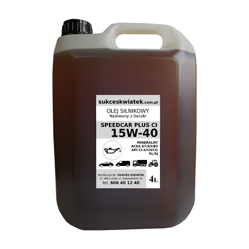 Olej 15w40 4L silnikowy mineralny SpeedCar Plus CI Turdus nalewany z beczki Olej 15w40 4L silnikowy mineralny SpeedCar Plus CI Turdus nalewany z beczki