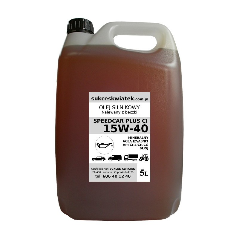 Olej 15w40 5L silnikowy mineralny SpeedCar Plus CI Turdus nalewany z beczki Olej 15w40 5L silnikowy mineralny SpeedCar Plus CI Turdus nalewany z beczki