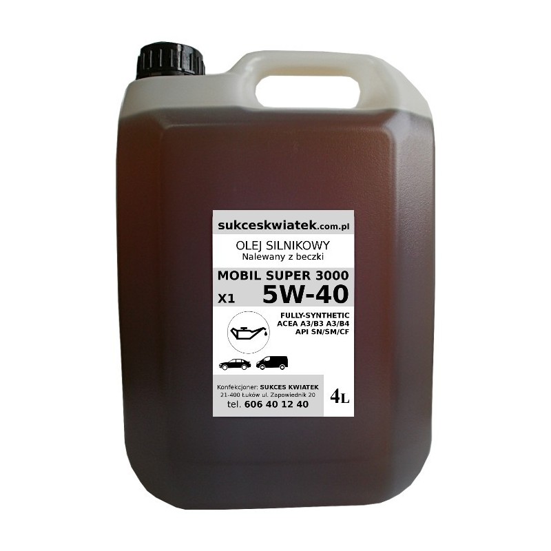 Olej 5w40 4L Mobil Super 3000 X1 silnikowy syntetyk nalewany z beczki