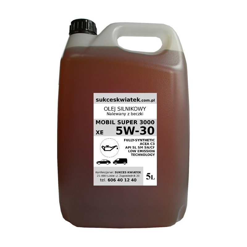 Olej 5w30 5L Mobil Super 3000 XE silnikowy syntetyk pompowtryski DPF C3 nalewany z beczki